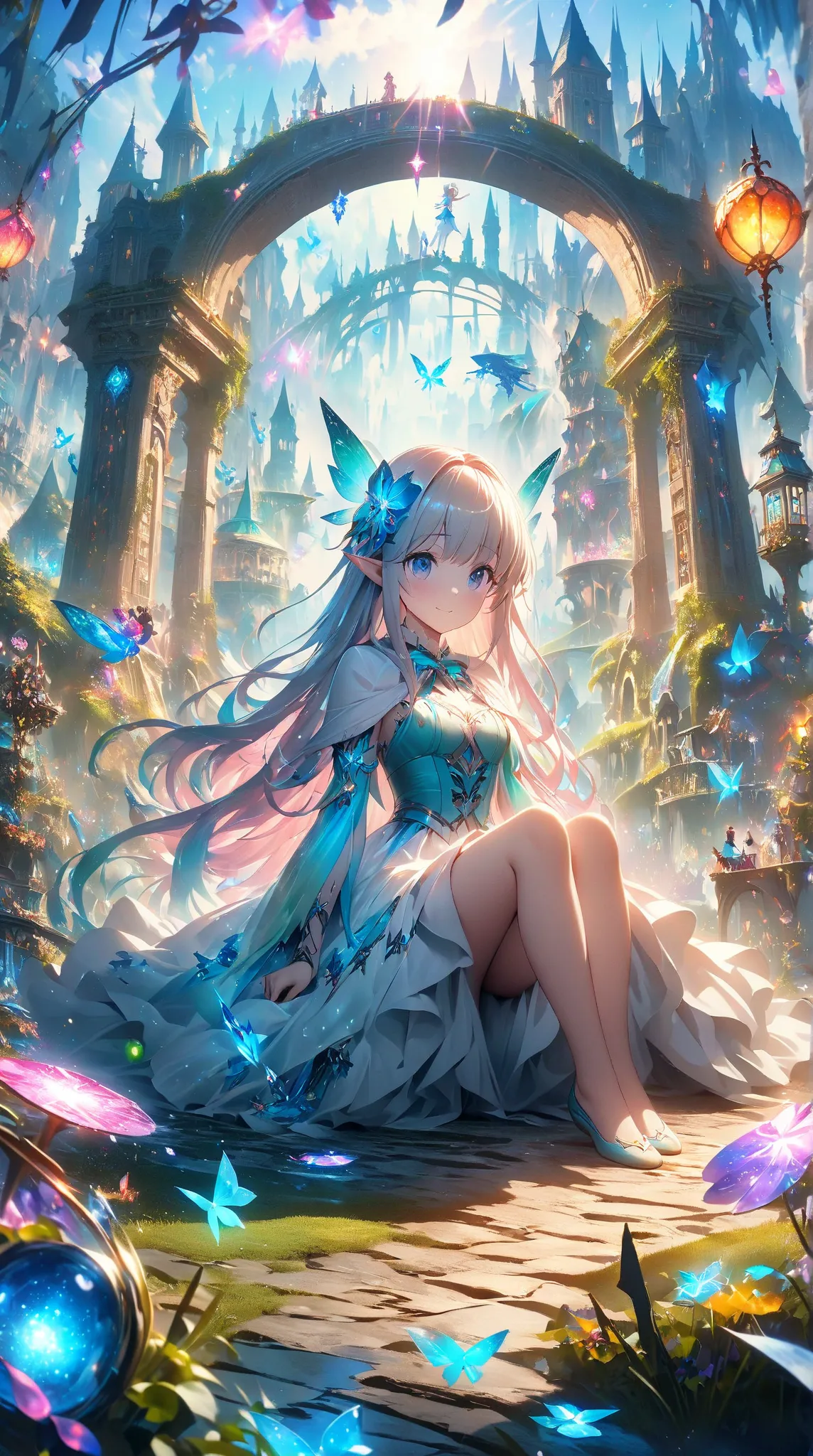 ** Two Worlds Fused **:  One is Science and Technology and SF of World ,  of other one is a fantasy world full of nature and mystery, Connected by a bridge  .of charming and whimsical  small fairy , Amazing Wonderland ,  Amazing Wonderland  , Card Soldier ...