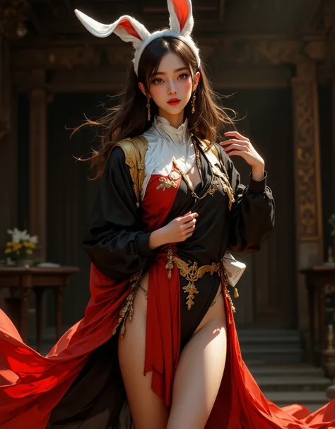 Perfect drape composition, proper placement of clerical clothing, golden ratio, highest quality, (masterpiece, highest quality: 1.331), full body, beautiful Japanese woman, anatomically correct limbs, correct five fingers, beautiful Japanese woman, perfect...