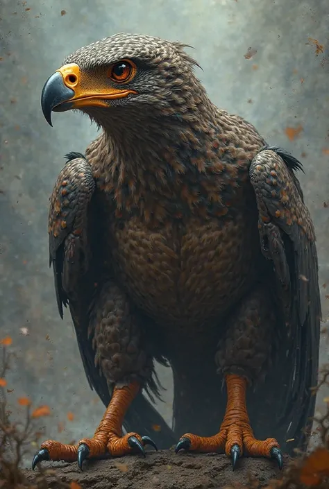 Raptor picture with happy arrogant and multi scars of injuries on face should be seems real bird