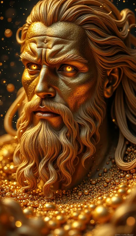 The god Zeus of gold “all hard gold, including the beard and skin, is metal” is looking at us。Light is reflected in gold and is shiny。 eyes are shining、Since it is close to the camera, only the upper body is shown in large size、The face looks very close。
A...