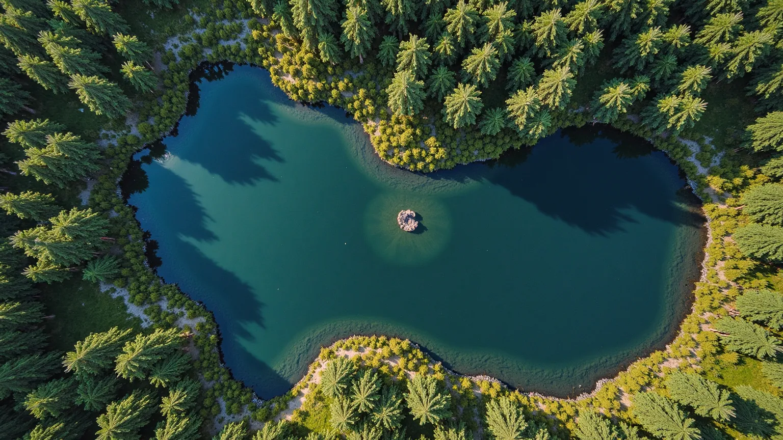 Satellite view forest desert small lakes