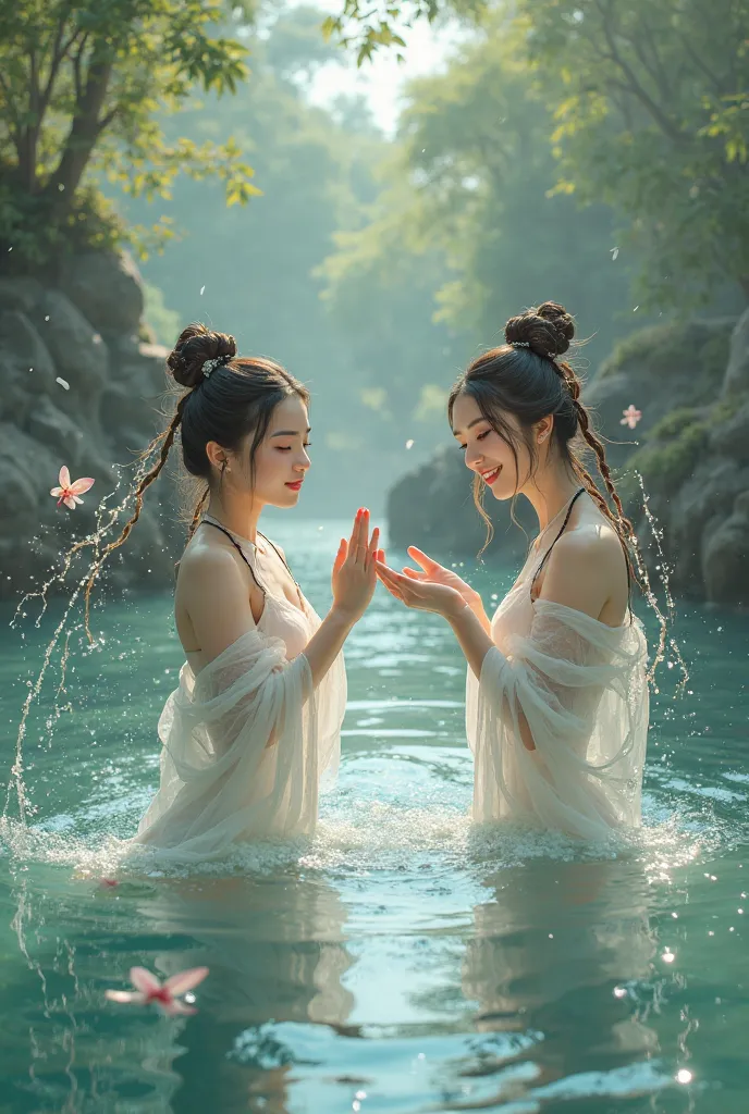  Chinese Beauties，Play in the water