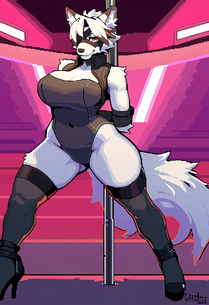 (top quality, best quality, by Greasymojo, High-quality illustrations, masterpiece, Pixel artwork, Pixel video game style, perfect artwork, cinematic light and shading, 16k, 1080p, uploaded on e621)(kemono, furry, anthro, alone), 1 larger female, (very det...