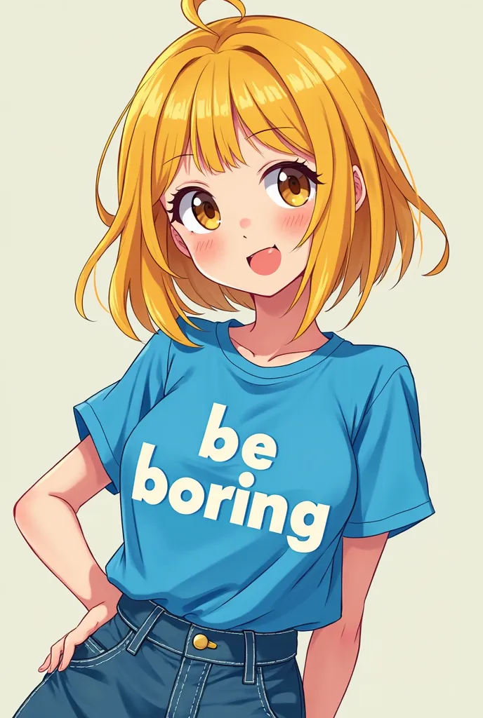 Señorita adolescent anime yellow to have a blue t-shirt that tells me to be boring