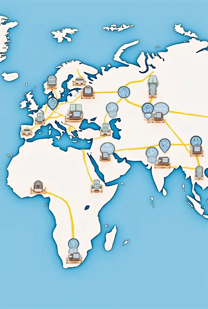 Inventory Management & Supply Chain Optimization
 * Prompt: "A stylized map showing the movement of goods from suppliers to stores, with data overlays indicating optimized routes and inventory levels. Include icons representing forecasting and efficiency. ...