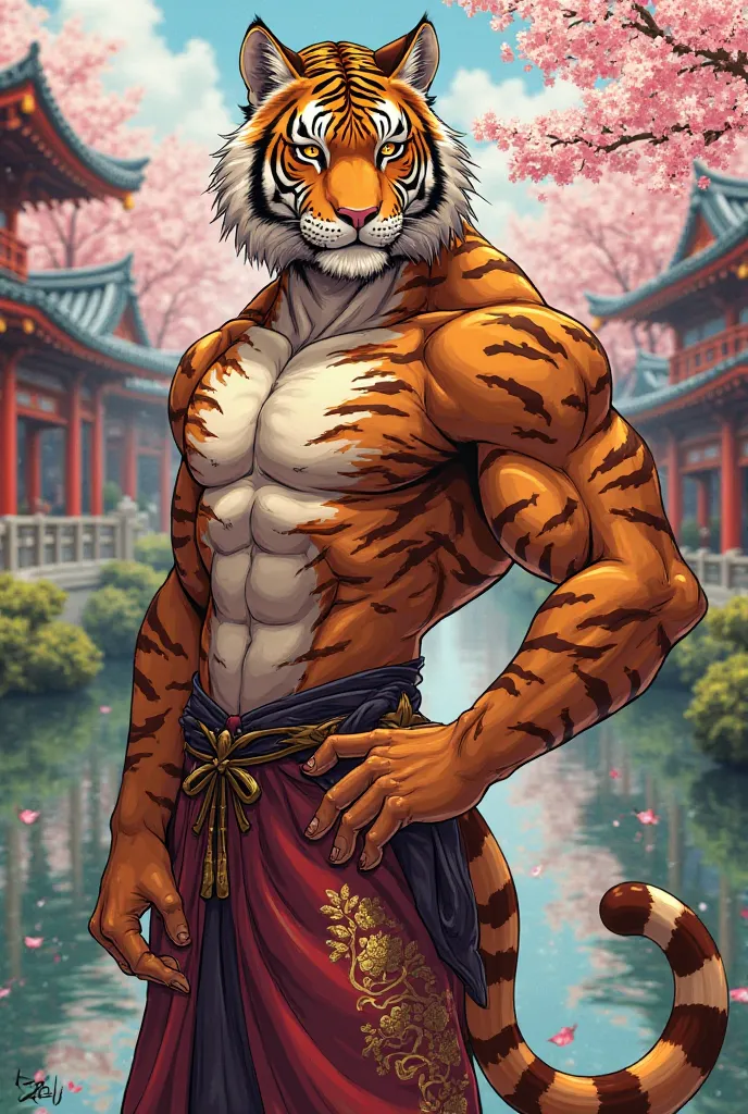 Bara furry male tiger sexy pose japan art style