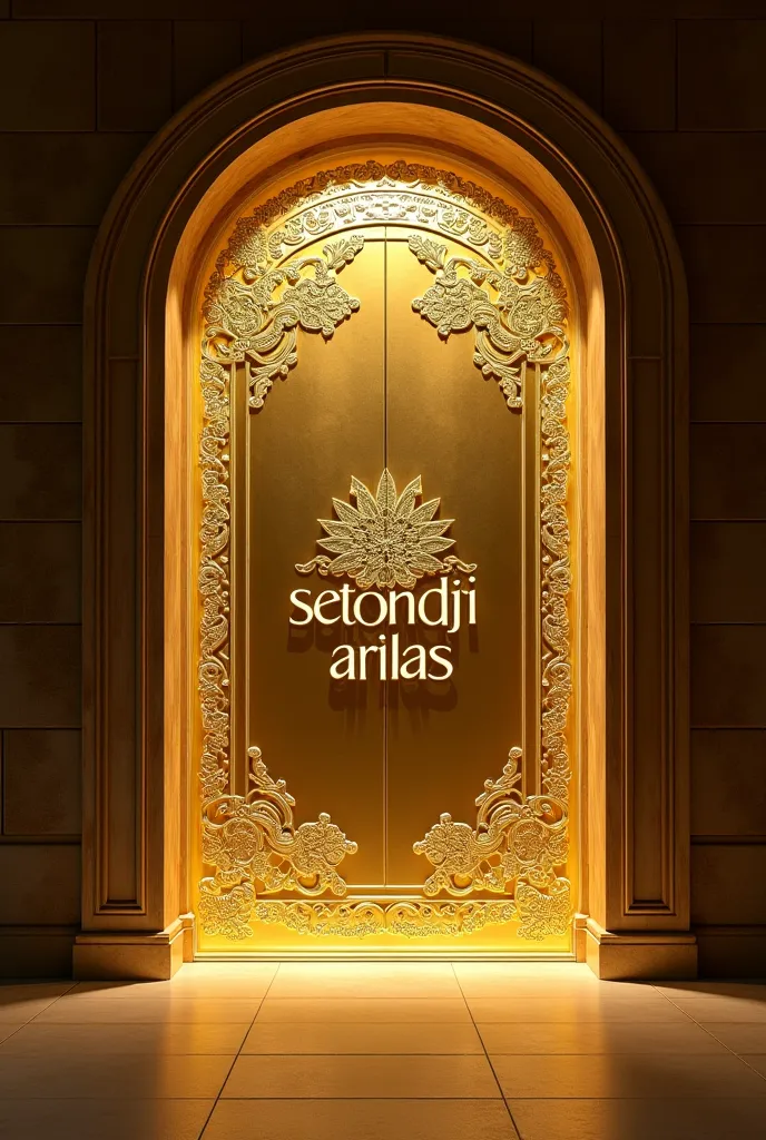 A high fashion workshop, written on a luminous gold plate at the top SETONDJI ARILAS