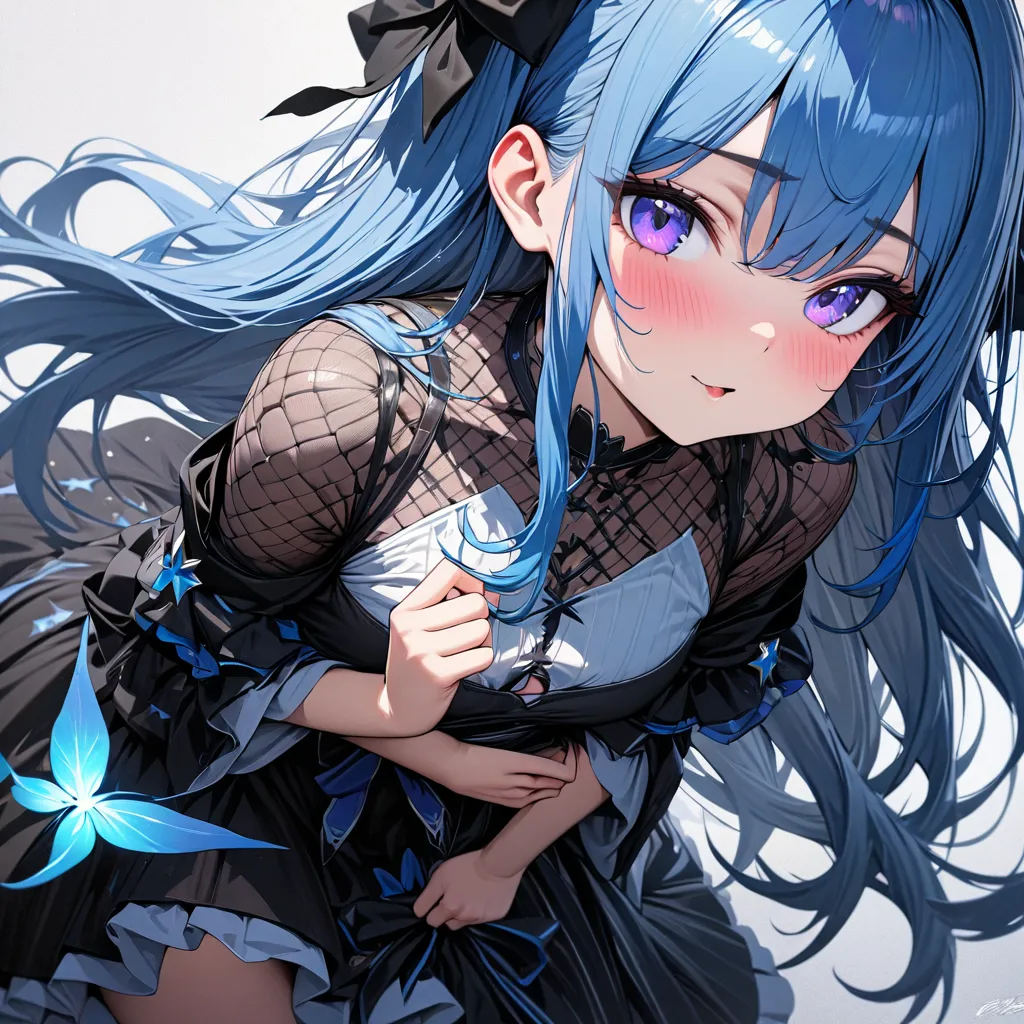 masterpiece, best quality, high quality, detailed, ultra detailed, hyper detailed, insanely detailed, exquisite, beautiful, Full-HD, 16K, highres, absurdres, a creature, girl, blinking, most adorable, milk white and blue hair, long hair, colorful and cute ...