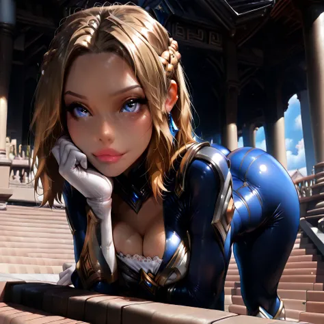 (masterpiece, best quality, vibrant, very aesthetic, high contrast, newest, ultra-detailed, 8k uhd, intricate details:1.4), a high resolution of a high resolution full-body photo of ((1girl, solo, Lux from League of Legends, )), (((Lonia, Ancient Ionian Te...