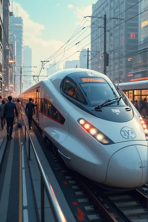 Bullet train, side door opened