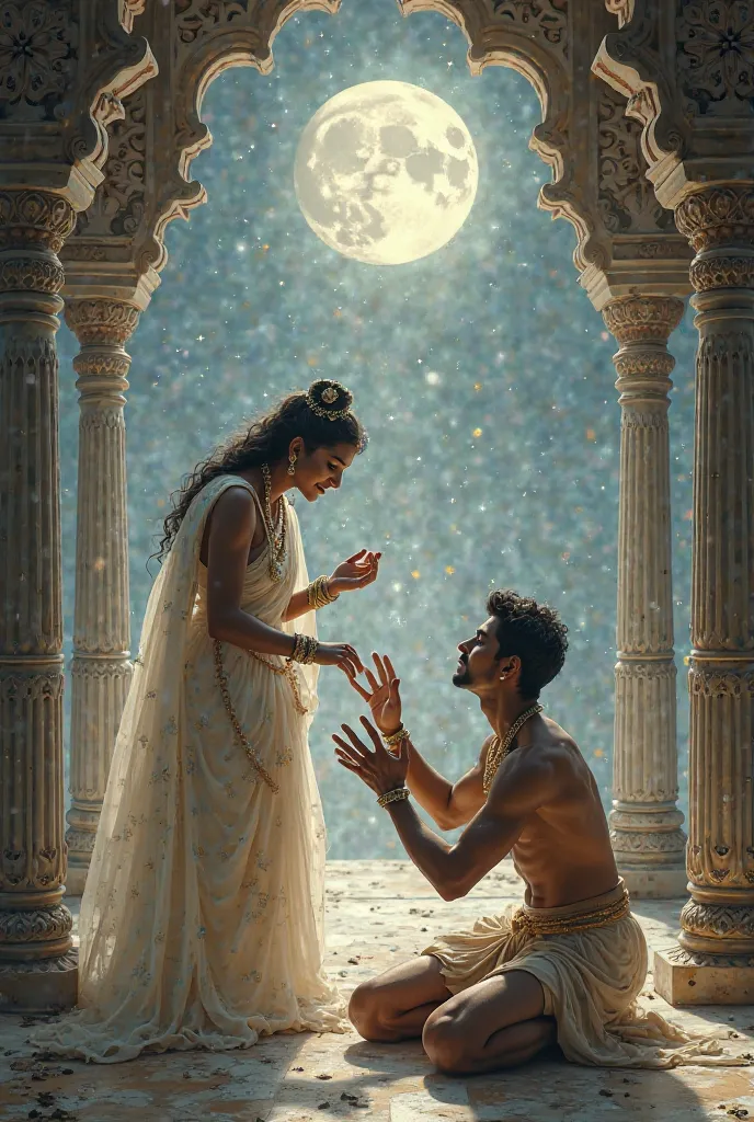 Goddess Chandrama Blessings A young man in Indian Traditional Way