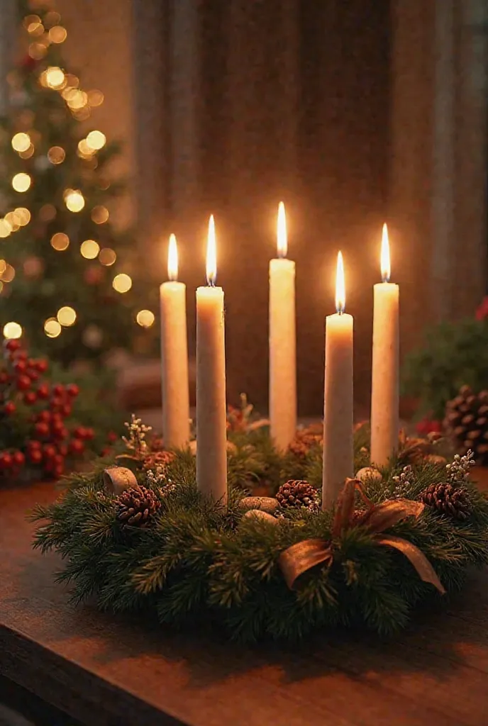 Advent Wreath with all four candles lighted up