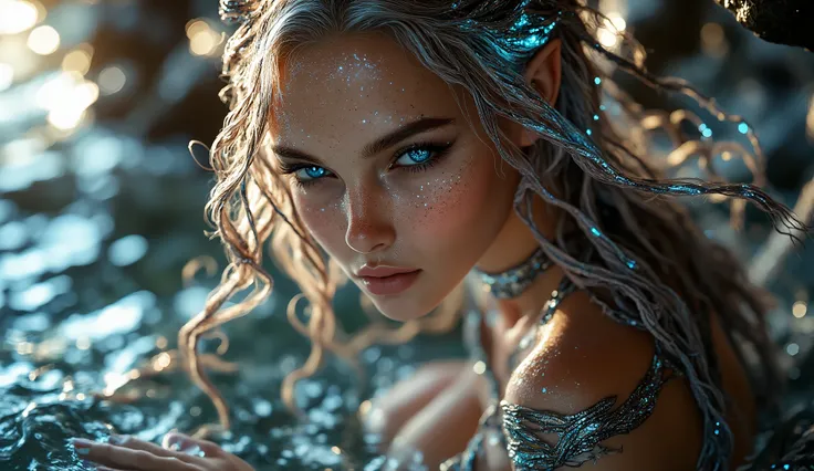{{{{8K-High-Definition, cinematic, lively, hyperrealistic and detailed face, complex and realistic skin structure,}}}} a close up of a woman in a bikini with a dj deck, karol bak uhd, electronic bikini, goddess queen, cinematic goddess body shot, blonde go...