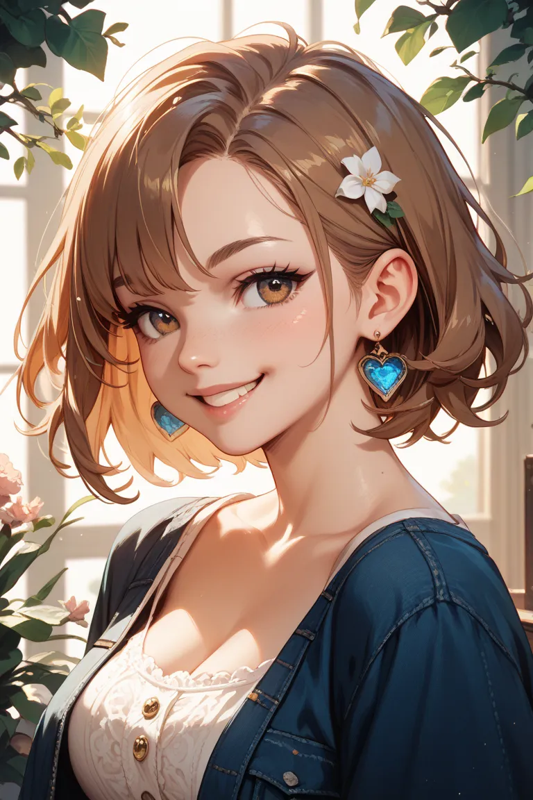 Smiling brown-haired bob girl