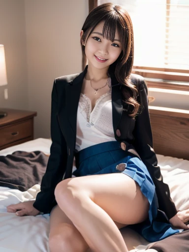 (taking off skirt:1.4), Pull Aside, Cum in Skirt, bedroom, dimly lit room, bulb warm light, ((masterpiece)), ((best quality)), (ultra-detailed), ((beautiful eyes)), Japanese female, (slender:1.3), ((30 years old)), beautiful, (cheerful grin:1.0),