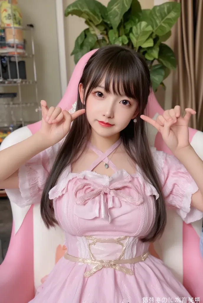 (round face babyface: 1.5), (primary school girl: 1.6), (full body photograph: 1.4), (facing front straight towards camera: 1.5), (low twintails: 1.3), (smile: 1.3), (enormous clothed breasts: 1.4), (extremely long hair: 1.4),  (straight bangs: 1.5), (clea...