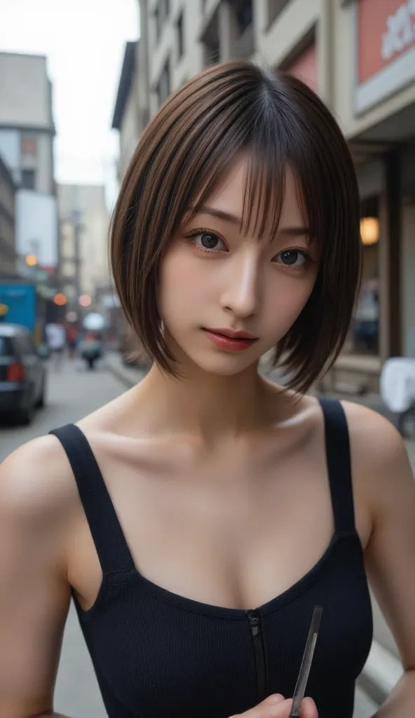 (RAW shooting:1.2),( photorealistic:1.4),(masterpiece:1.3),( top quality :1.4),( A woman with a beautiful perfect body who is particular about sharpness:1.4),( perfect anatomy),  Beautiful Japanese Women , Female Criminal  ,   stylish close-up, Slender bod...