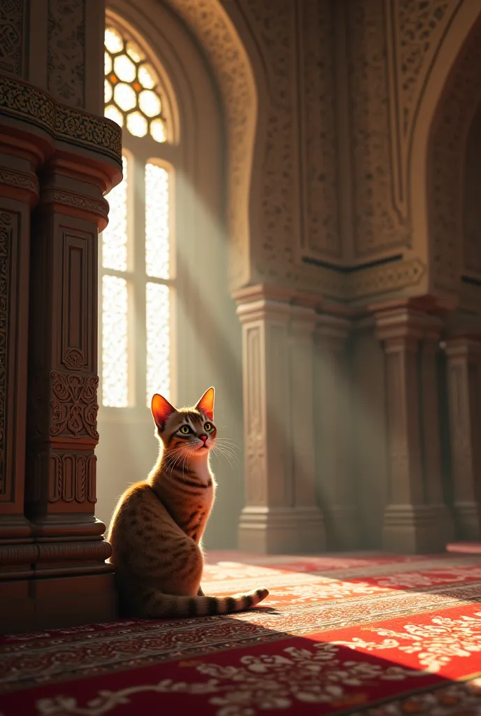 Cat sitting in mosque