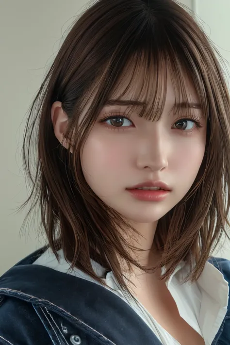 anatomically correct, 最high quality, accurate, masterpiece, High Resolution, 最high quality, HD Model, high detail, high quality, very detailed, textured skin, Ultra High Definition, full body shot,short hair、straight hair、light brown hair、I don't put my ha...