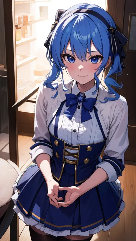 Hololive_hoshimachi suisei_fantasy_blue stockings_shortcut_Idol_raw stone star_star star_a handsome guy_delivery_Virtual YouTuber_smile_date_Cafe_move_thank you_bless_thank you