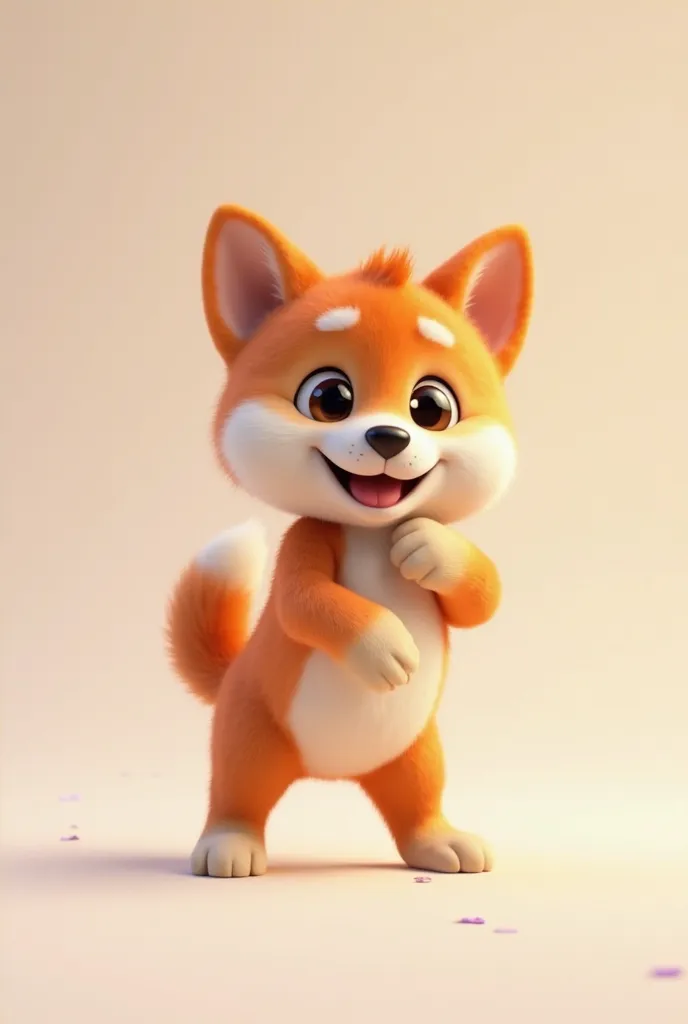 3D Animation、Shiba Inu、Front legs raised、Facing forward、puppy、