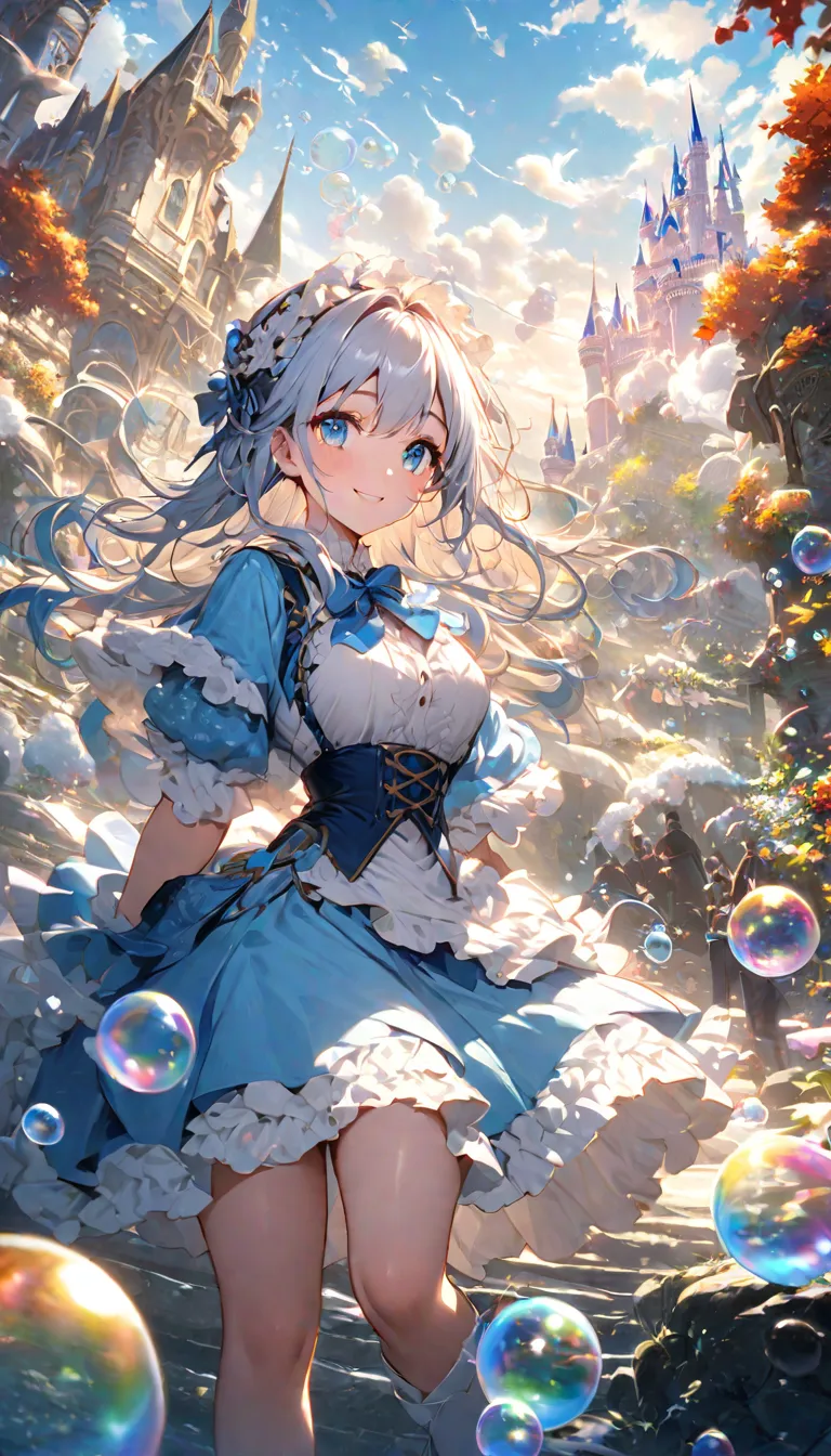 Play with bubbles、One Beautiful Girl、an unusual beautiful girl、play and blow bubbles、Foam and foamの世界、Sparhairling bubble container、Bubble mahairer、futuristic landscape photography、Walt Disney World or Universal Studios、World-famous theme parhair、Foam and ...