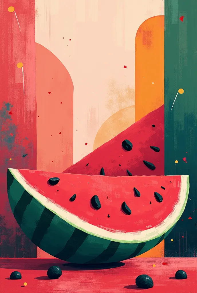 Watermelon poster .  Abstract composition on the theme of watermelon.