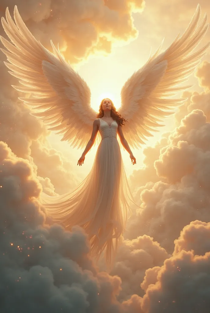 You can create an angel with long white wings spread out  