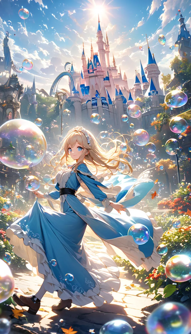 Play with bubbles、One Beautiful Girl、an unusual beautiful girl、play and blow bubbles、Foam and foamの世界、Sparhairling bubble container、Bubble mahairer、futuristic landscape photography、Walt Disney World or Universal Studios、World-famous theme parhair、Foam and ...