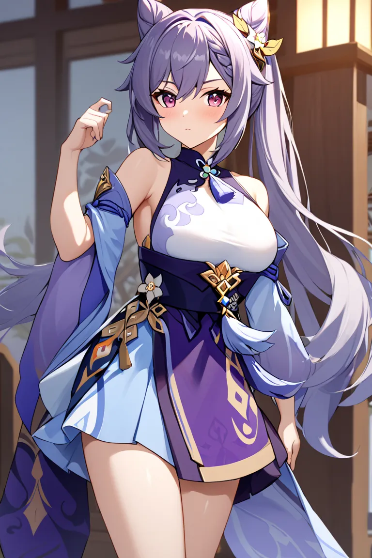 busty, keqing from genshin impact, small waist 