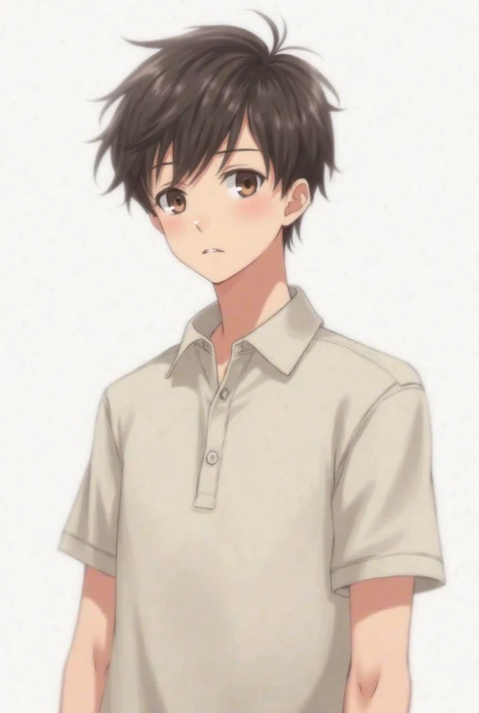 Create 18 year old white background anime polo male avatar