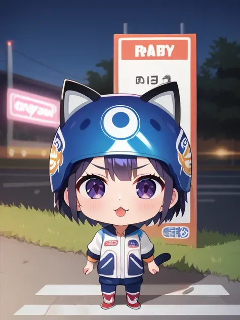 score_9, score_8_ up, score_7_ up, score_6_ up,  source_anime break，nsfw，fisheye lens，Low body，Toddler figure ， chibi，flat chest，dramatic scene，shadow，Perform graceful high-speed cornering on a racing motorcycle, (She、I'm driving a Yamaha racing bike YZF-R...