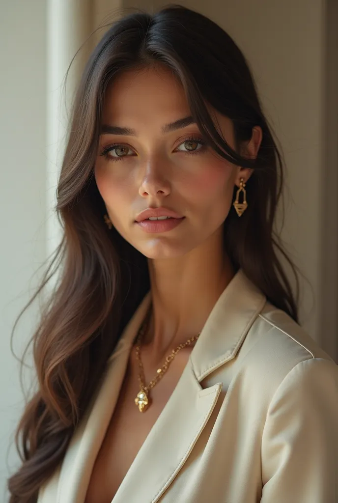 A beautiful mixed-race girl, well-styled and dressed in style 