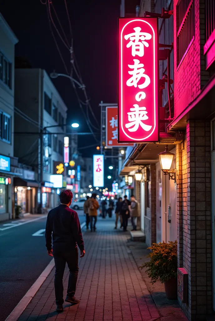  neon sign  on a city street at night with a person walking by, japanese  neon sign ,  TOKYO'S SHINING NEON ,  neon sign  in background, with  neon sign , Glowing road signs, neon lights everywhere, Neon Shop, Neon advertising,  neon sign ,  sign, Neon Lig...