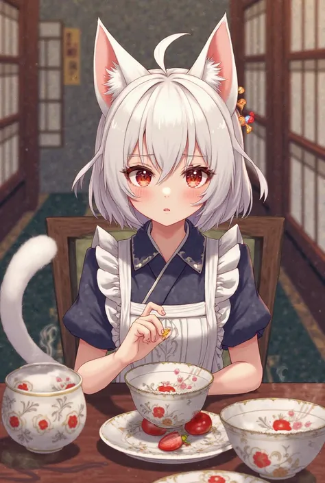 Beautiful Japanese China and Cat's Ears and Maid's Suit