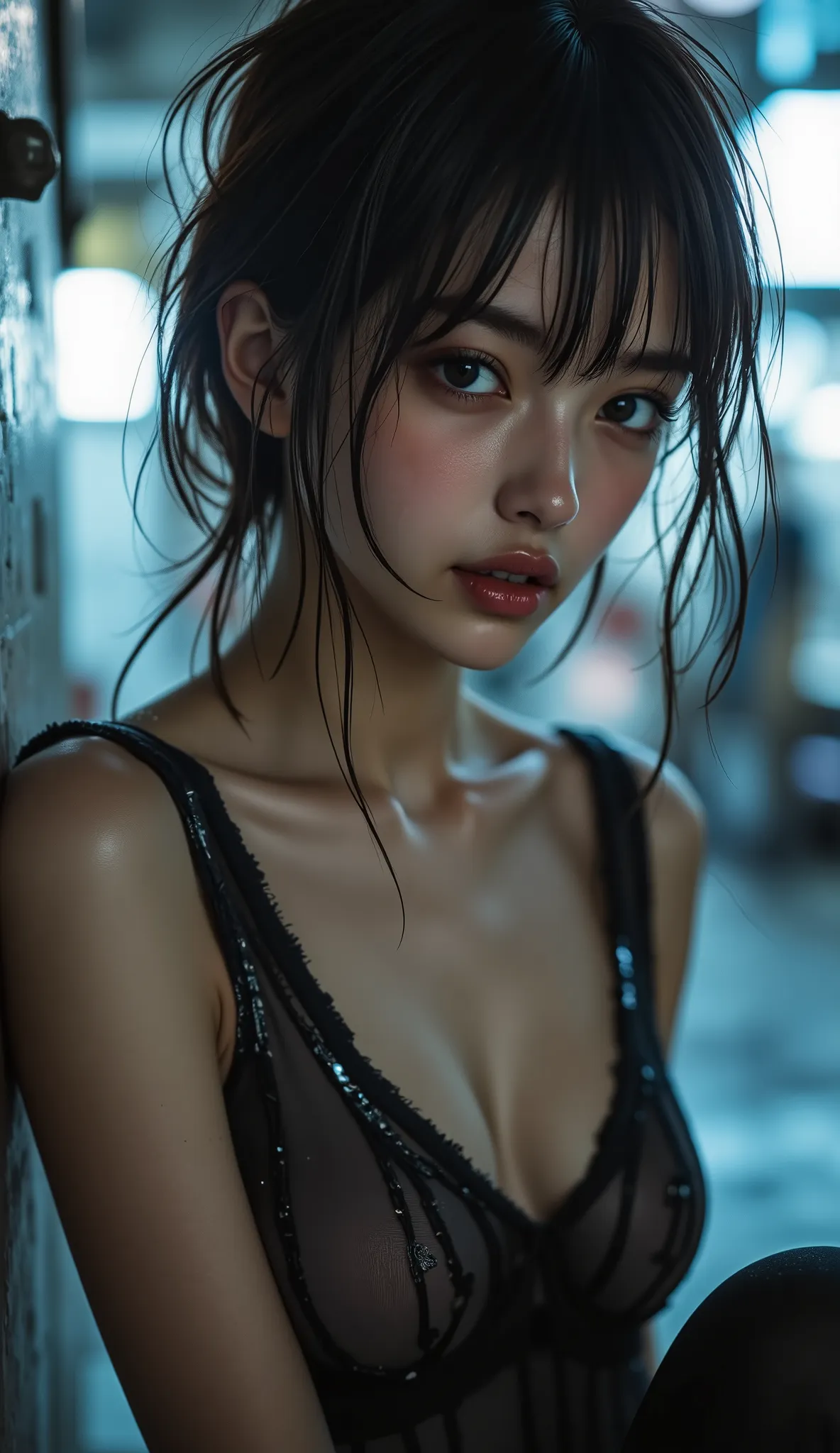 (RAW shooting:1.2),( photorealistic:1.4),(masterpiece:1.3),( top quality :1.4),( A woman with a beautiful perfect body who is particular about sharpness:1.4),( perfect anatomy),  Beautiful Japanese Women , Female Criminal  ,   stylish close-up, Slender bod...