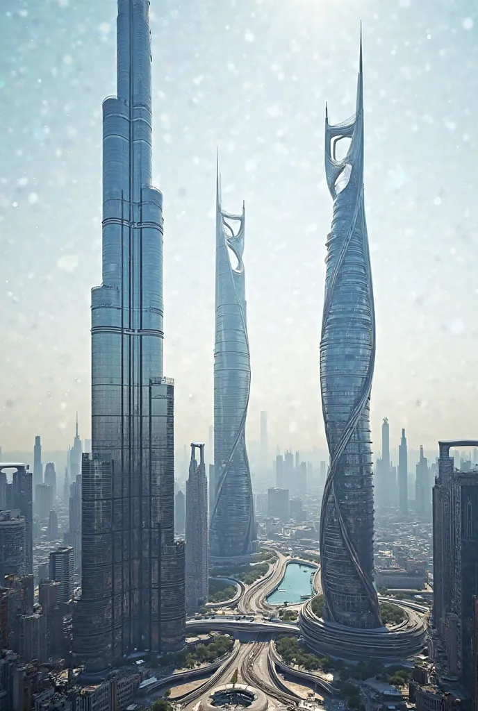 Image of one building from the Burj khalifa compound ,shanghai tower and independent pnb 118 tower