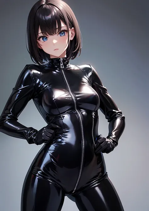 BLACK PVC CATSUIT GIRL