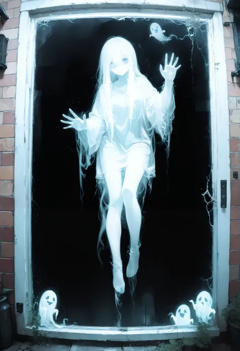 a girl,with legs hanging , ghost, of glass ,masterpiece,newest ,absurdres, highres,