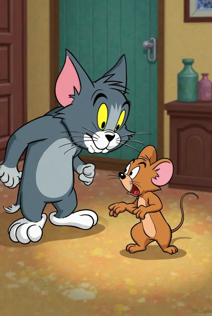 Create a fun and engaging animated short featuring two main characters: a mischievous, energetic cat and a clever, fast-moving mouse. The cat, named Tom, is always chasing after the mouse, Jerry, but Jerry uses his quick thinking and agility to outsmart To...