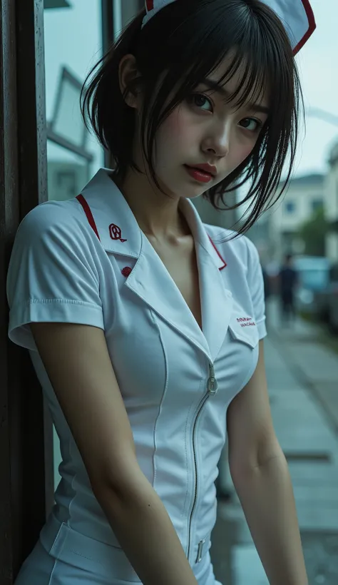 (RAW shooting:1.2),( photorealistic:1.4),(masterpiece:1.3),( top quality :1.4),( A woman with a beautiful perfect body who is particular about sharpness:1.4),( perfect anatomy),  Beautiful Japanese Women , Female Criminal  ,   ((( transcendental cute face、...