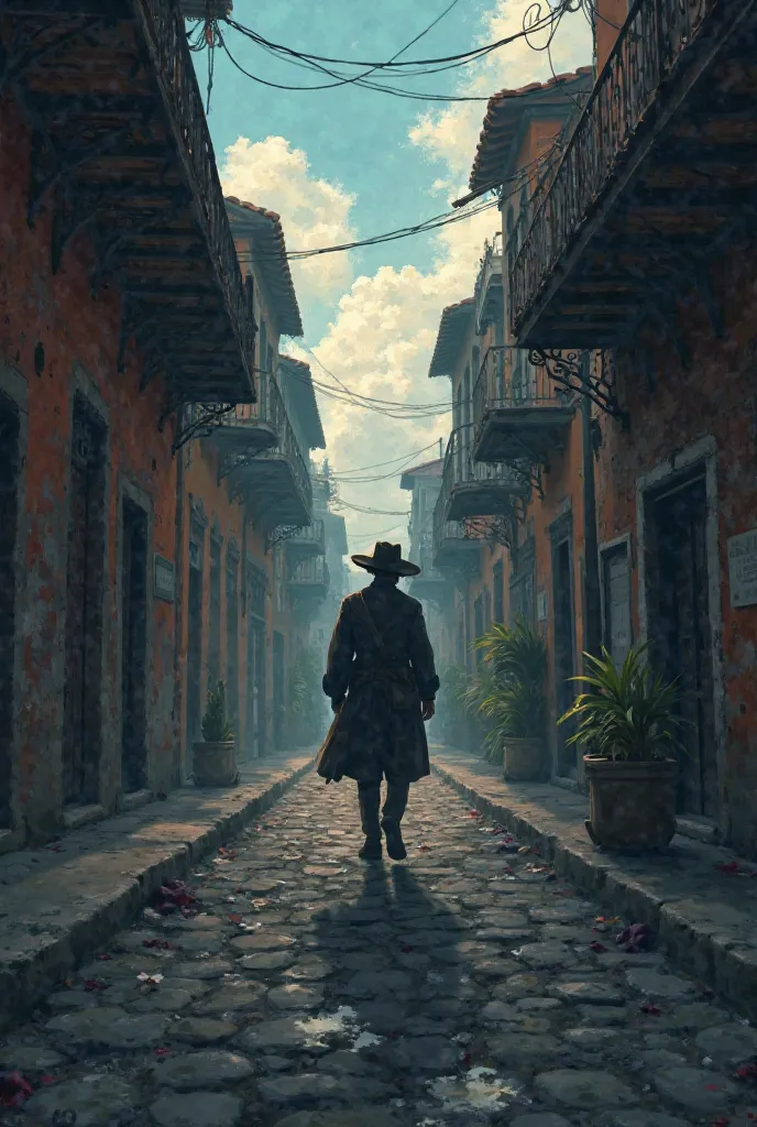 A trip to a Mexico from 1865, play dark tones that are almost real and with a touch of anime 