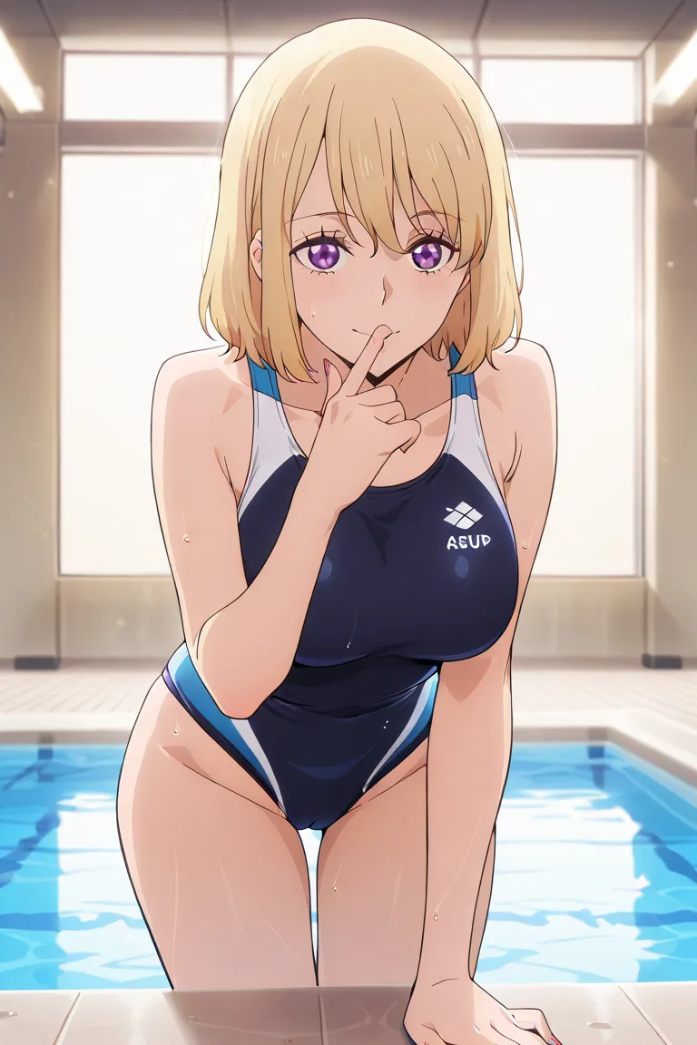 shizuku kousaka_\(na honjaman leveled up/).Shizuku kosaka, short hair, blonde hair, purple eyes,Highly detailed hands, accurate anatomy, smooth finger lines, realistic joints, natural pose,Hands with natural proportions, elegant fingers, no distortion,Hand...