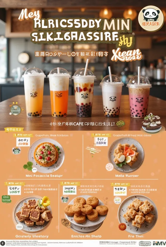 LOCAL BUBBLE CAFE with panda logo PRESENTS NEW SET MEN POWER price 900$ Only available for men! 5 Grejpfrutowe Bubble Tea 5 Mini Focaccie 5 Thai Boba Tea zrob mi banner reklamowy