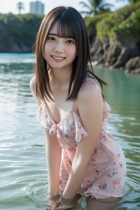 1 Japanese girl,short hair,bangs,(dark tanned skin:1.1),cute girl,small chest,
BREAK
(cute and pop snap photo:1.3),(cinematic lighting:1.2),(soft focus photography, film grain:1.1),
(pretty and charming girlfriend on a date:1.3),
(wet cute girly sheer pink...