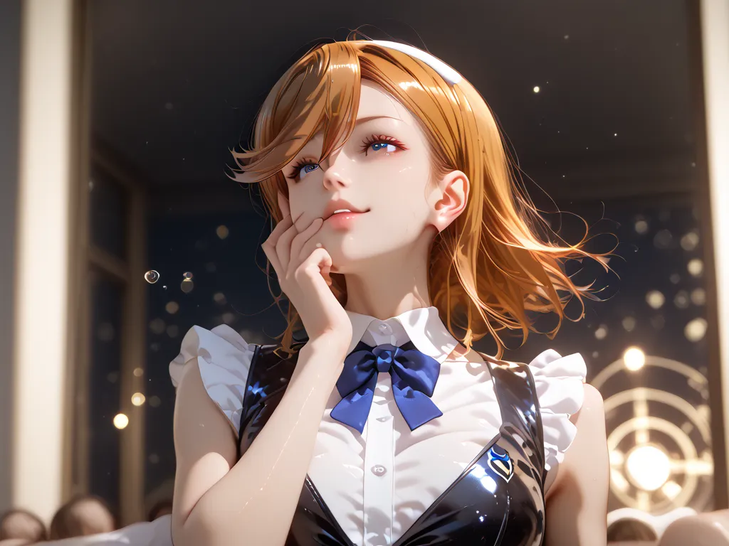 masturbation、futanari、head back、Small breasts、Shibuya Kanon、 dress、orange hair、4K Details 、photographic realism、Professional、Vivid Color、Bokeh、perfect depiction down to the details、attractive expression、dynamic pose、 complex texture 、dramatic lighting、 rea...