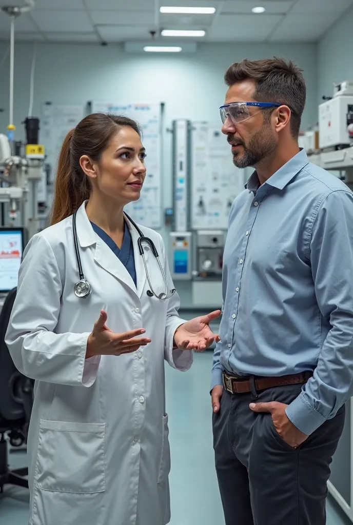 Female doctor with male engineer 