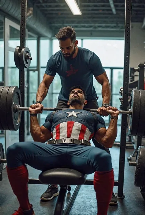 Virat Kohli helps captain America in bench press at gym 