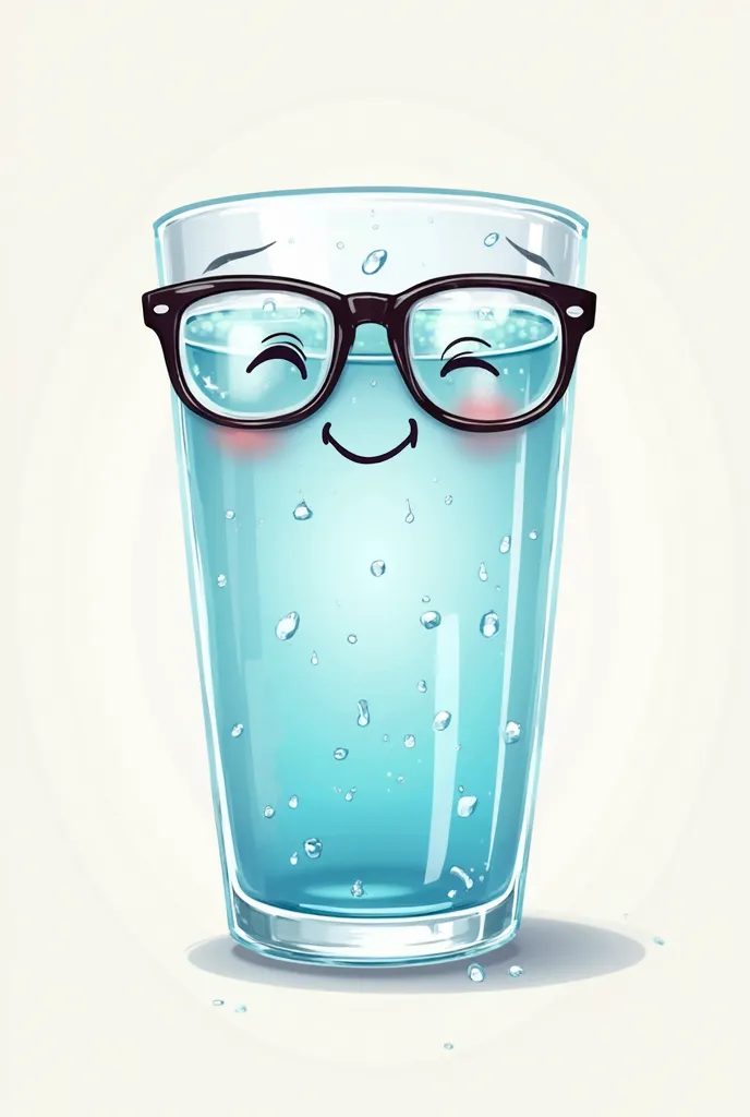 Drawing of a cool glass of water wearing glasses