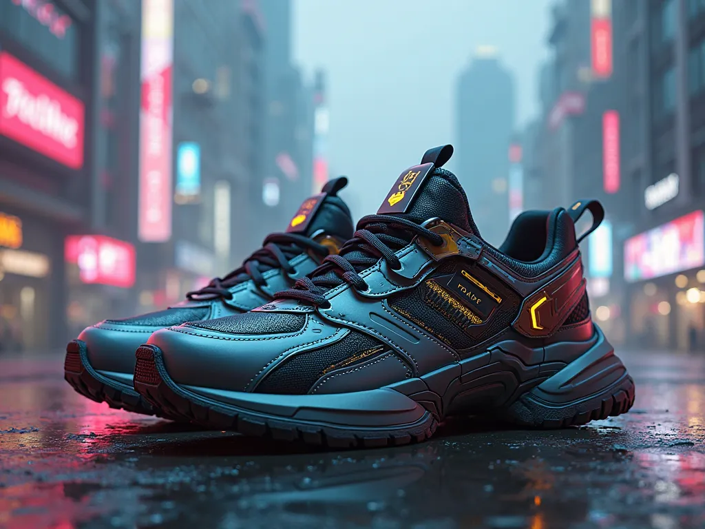 made me a real footwear image with cyberpunk theme.